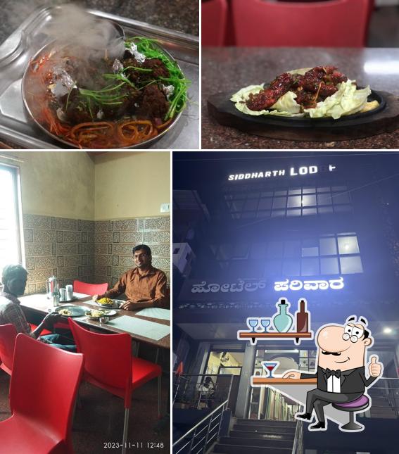 The picture of interior and food at Hotel Parivar Family Restaurant