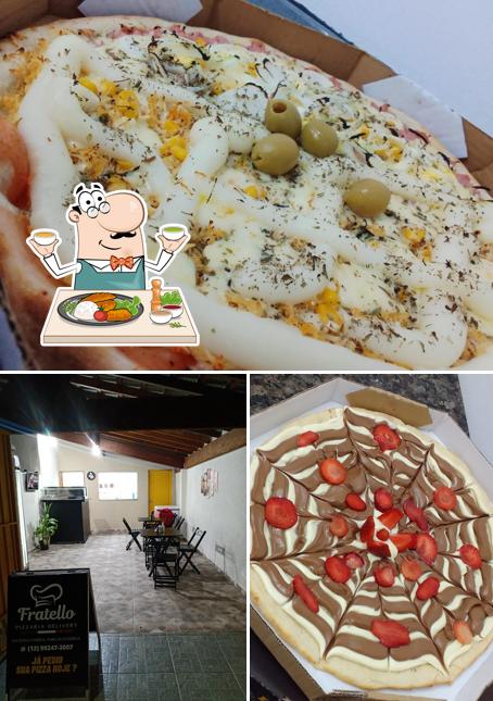 A imagem da comida e interior no Fratello Pizzaria Delivery