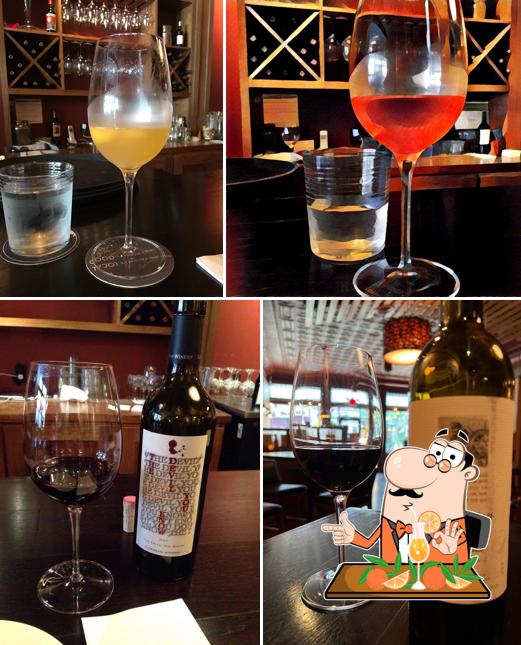 Pick from a row of beverages at Stave Wine Bar And Market