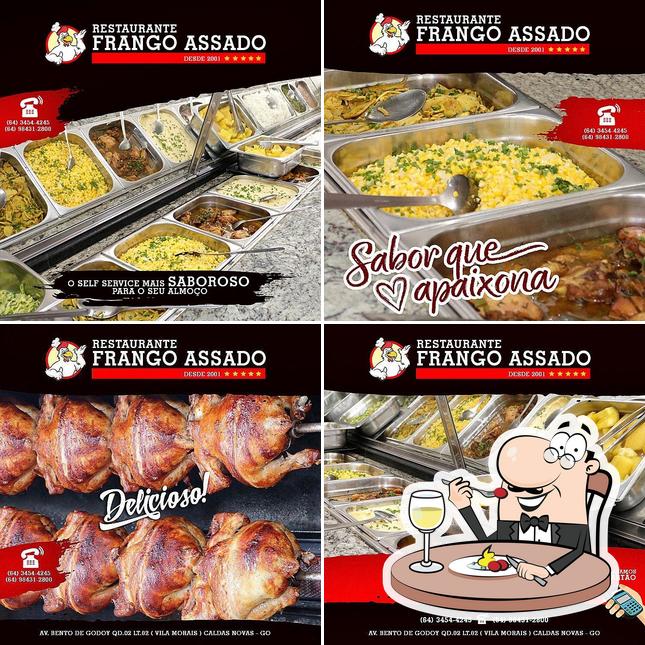 Comida em Restaurante e Pizzaria Frango Assado