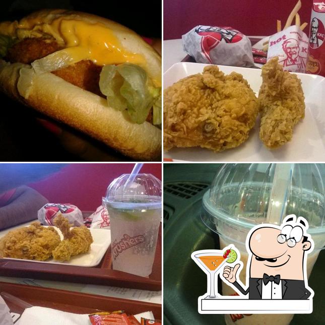 Take a look at the picture showing drink and food at KFC