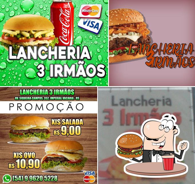 Experimente um hambúrguer no Lancheria 3 irmãos