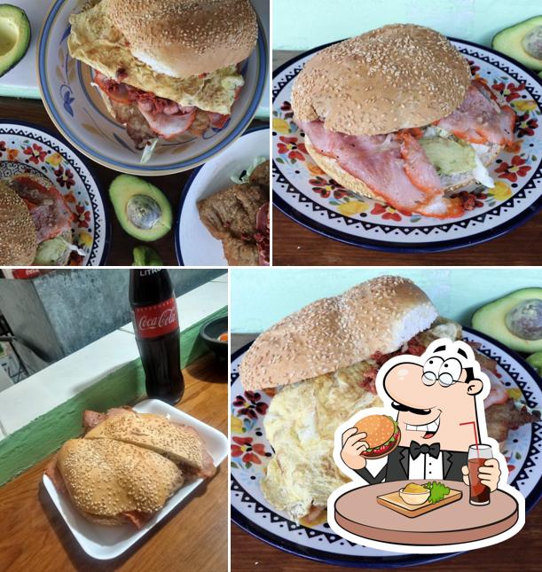 Try out a burger at Tortas "Los Héroes"