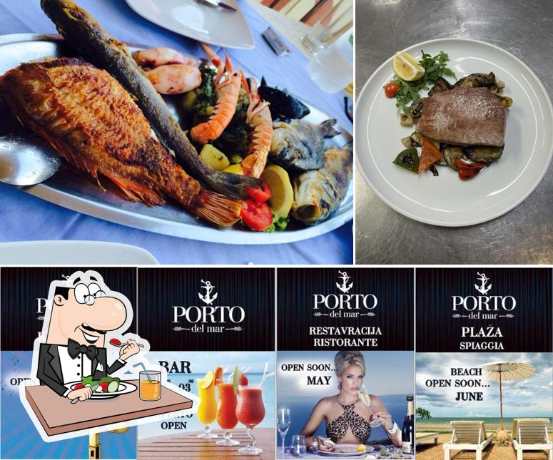 Observa las imágenes que hay de comida y interior en La Mar Portoroz