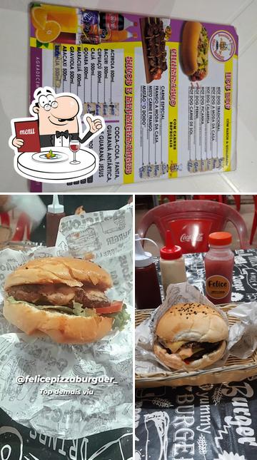 Entre diversos coisas, comida e interior podem ser encontrados no FELICE PIZZA BURGUER