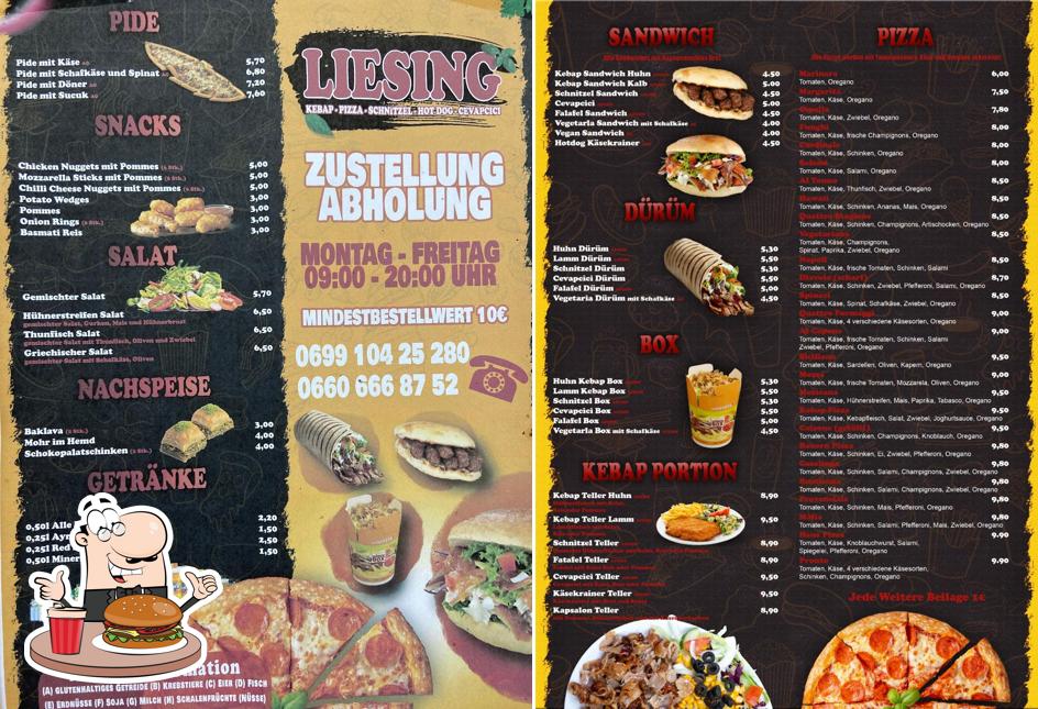 Try out a burger at Liesing Kebab Pizza