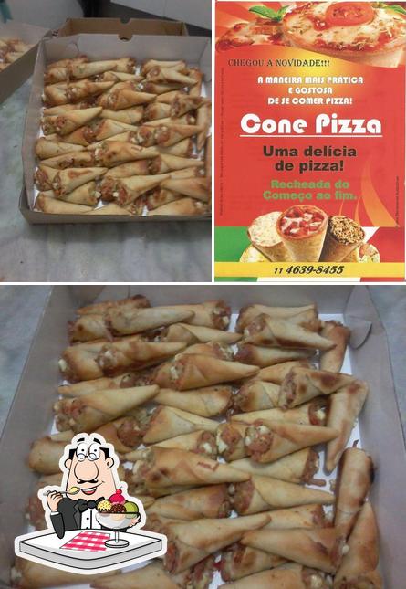 Cone Pizza serve uma variedade de pratos doces