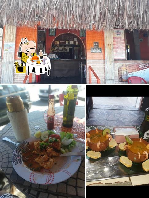 Entre diferentes coisas, comida e exterior podem ser encontrados no Bar do Tuninho