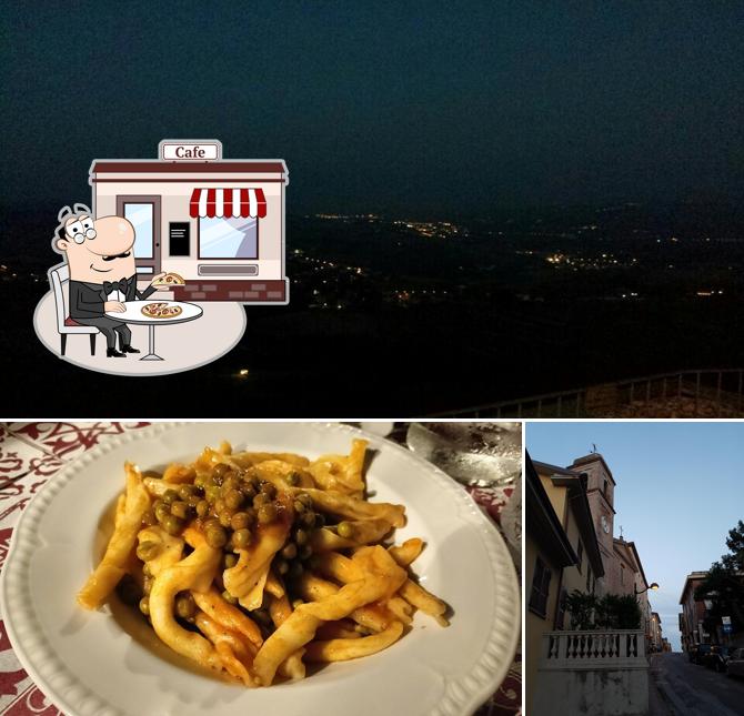 La esterno e cibo del ristorante