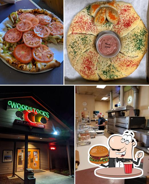 Order a burger at Woodstock's Pizza Parlor