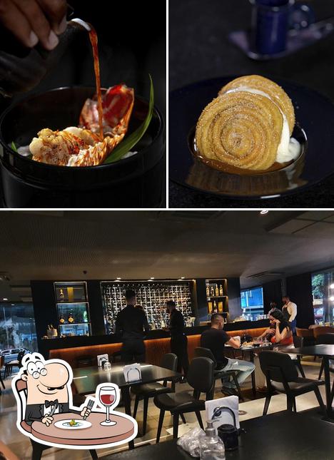 A imagem da comida e interior no Cardume Sushi
