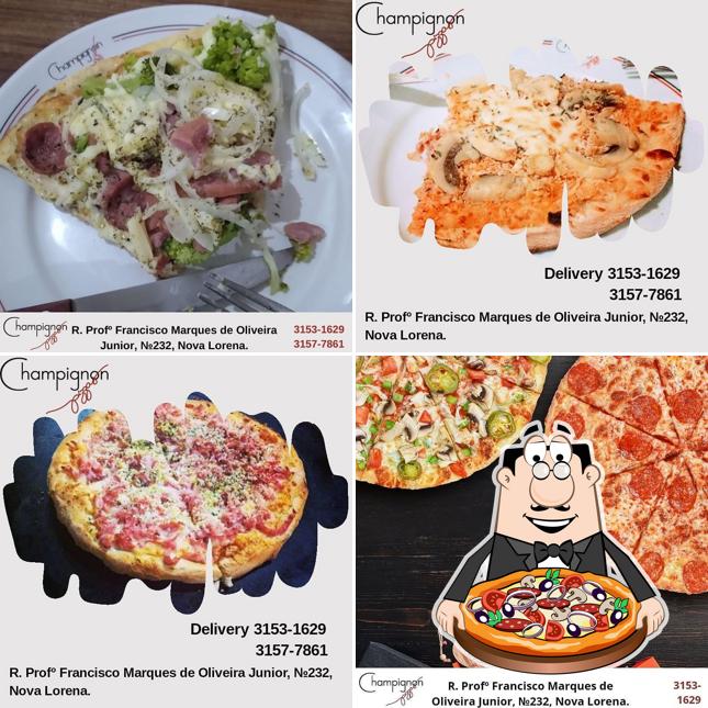 No Pizzaria Champignon, você pode pedir pizza