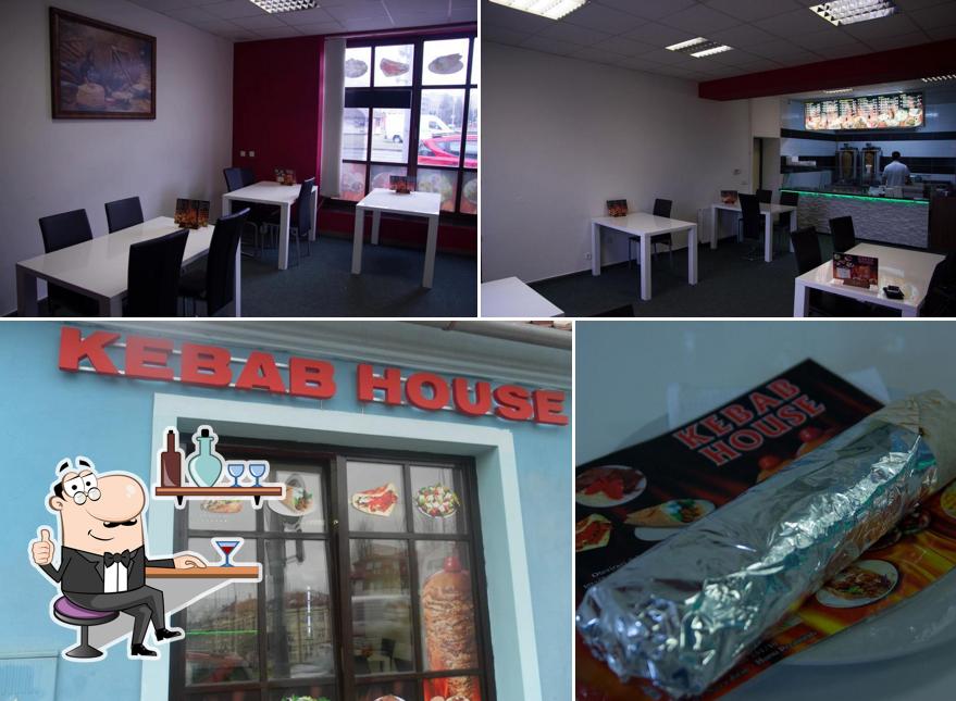 This is the picture depicting interior and food at Kebab House