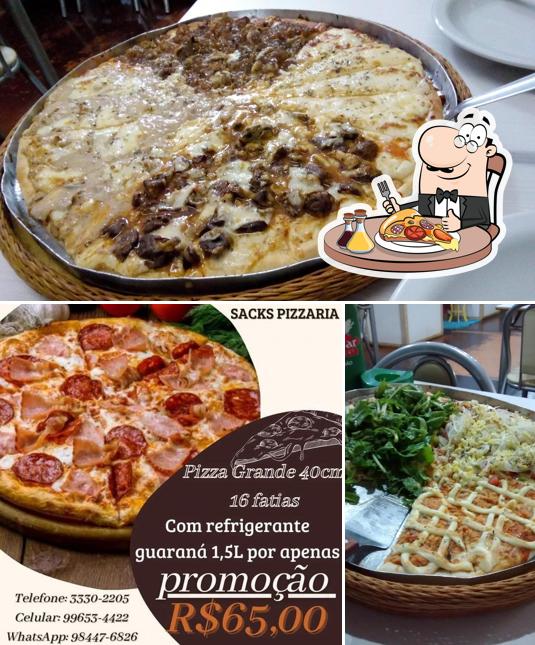 Peça pizza no Sacks pizzas e lanches