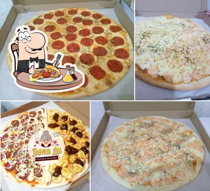 Escolha pizza no Dona Lu Pizzaria