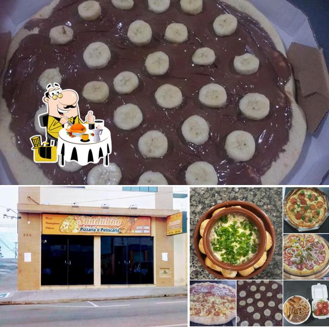 Esta é a imagem ilustrando comida e exterior no Pizzaria E Petiscaria Sandubão