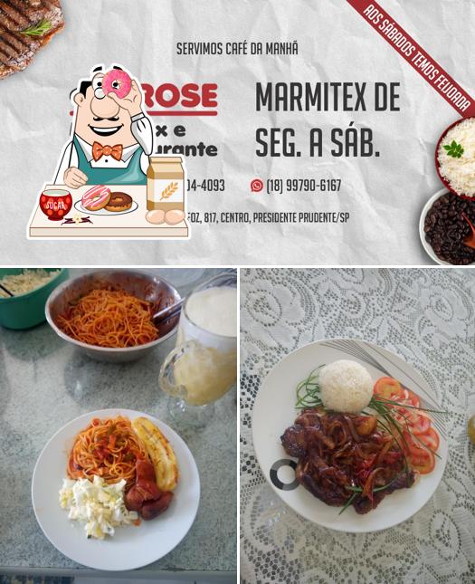 Rose Marmitex e Restaurante serve uma seleção de pratos doces