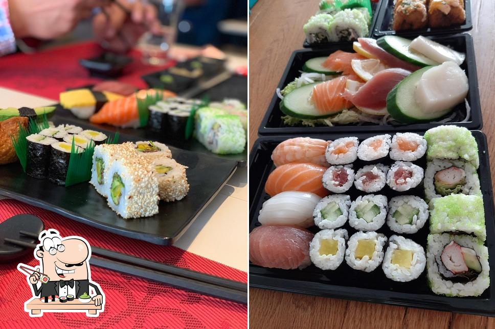 Sushi-Rollen werden von Kitsune Sushi&Grill serviert