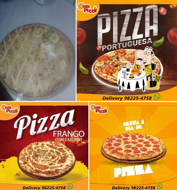 Comida em Com pizza