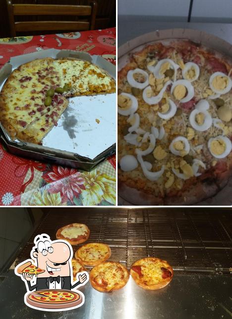 Escolha pizza no Bevenutti Pizzaria esfiharia