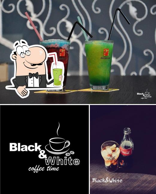 Enjoy a beverage at Black & White