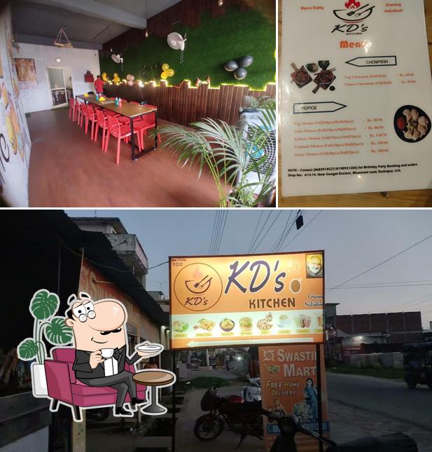 Take a look at the picture displaying interior and exterior at KD's Kitchen