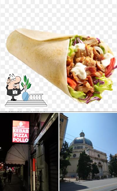 Questa è la foto che raffigura la esterno e cibo di KEBAB PIZZA POLLO HALAL