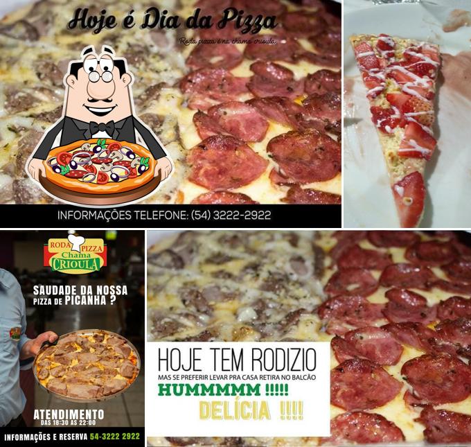 Escolha pizza no Chama Crioula Pizzaria