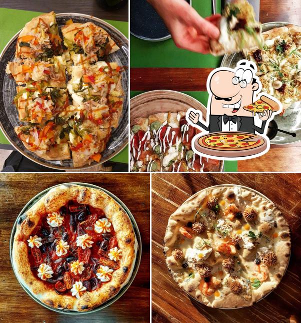 Probiert verschiedene Arten von Pizza