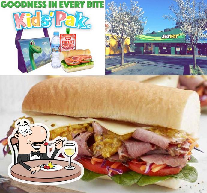 Check out the image showing food and exterior at Subway Restaurant