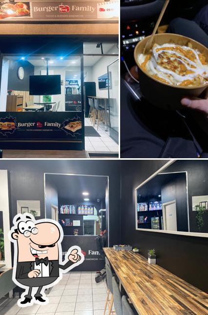 Vérifiez l’image indiquant la intérieur et nourriture concernant Burger Family