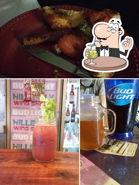 Hillbilly's Wing Shack is distinguished by drink and food