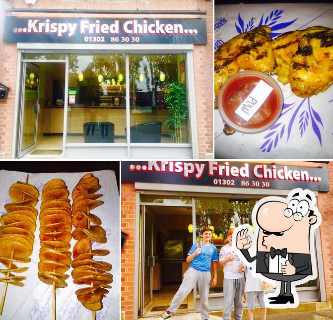 Here's an image of krispy fried chicken and pizza