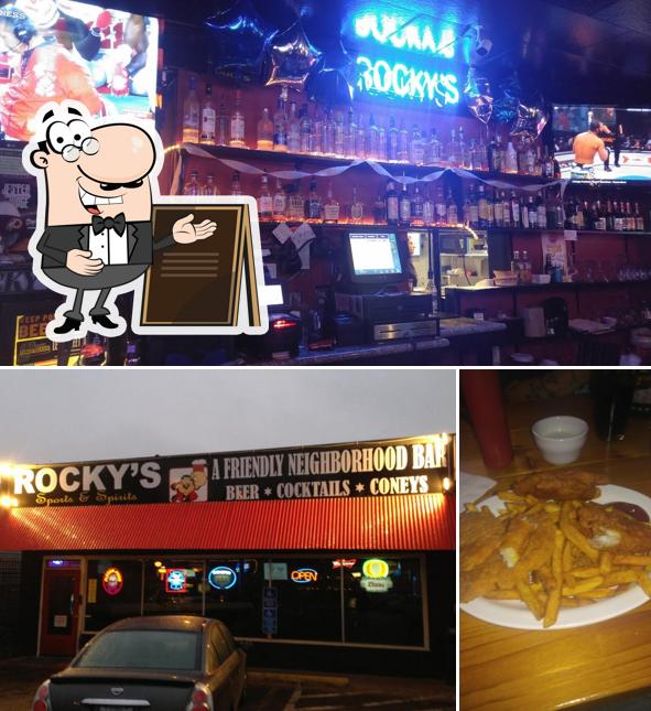 Among various things one can find exterior and food at Rocky's Sports & Spirits