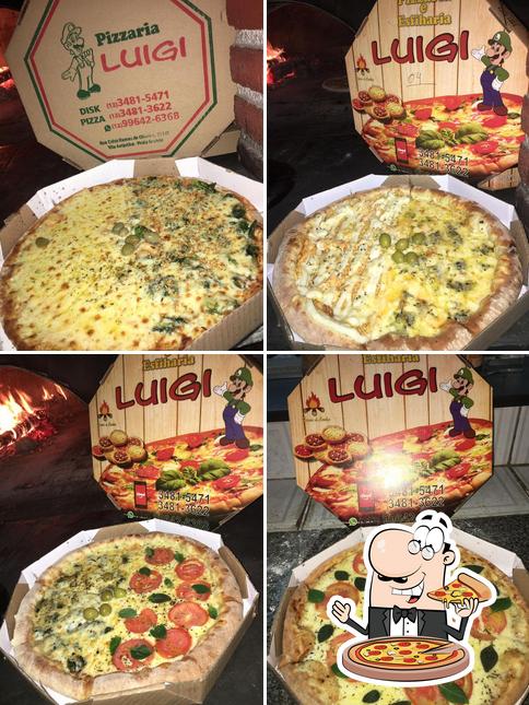 Escolha pizza no Pizzaria Luigi