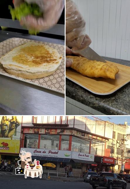 A imagem da comida e exterior a Casa do Pastel de Jandira