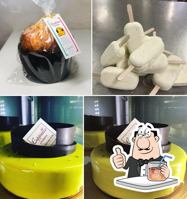 Dai un’occhiata alla foto che mostra la bevanda e cibo di Cappiello Pasticceria Caffetteria