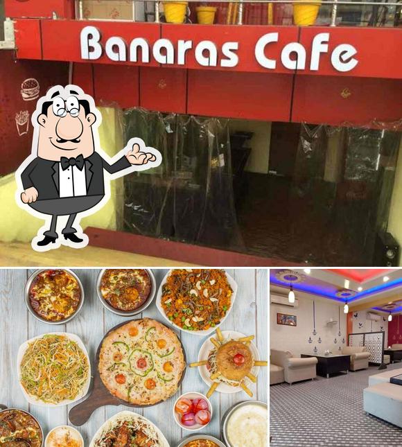 The photo of Banaras Cafe & Family Restaurant’s interior and pizza
