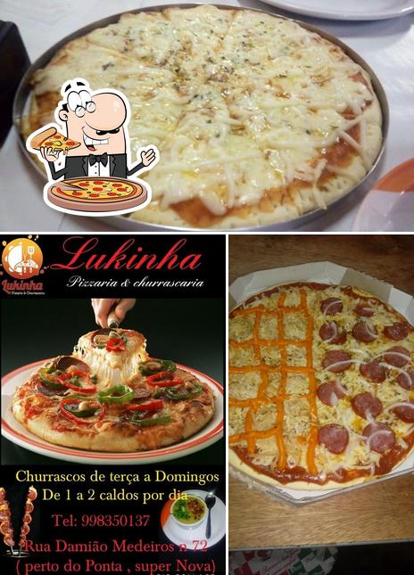 Escolha pizza no Lukinha Pizzaria & Churrascaria