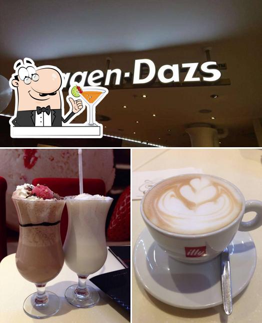 This is the picture displaying drink and exterior at Haagen Dazs