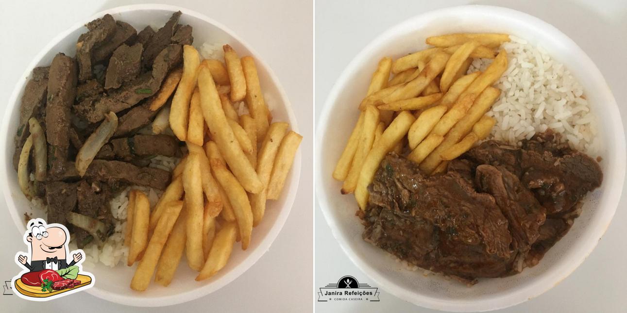 Попробуйте блюда из мяса в "Janira Refeições - Marmitex e Restaurante"