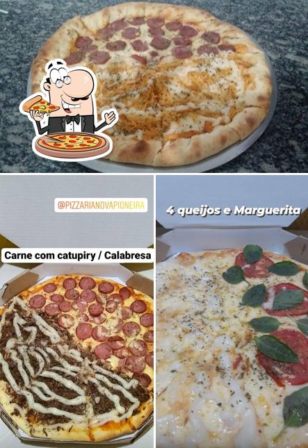 No Pizzaria Nova Pioneira, você pode provar pizza