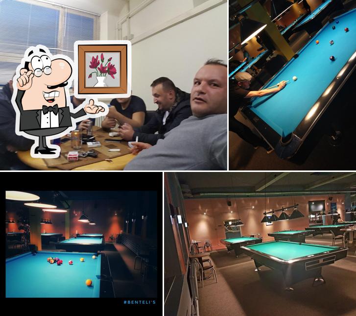 Dai un'occhiata agli interni di Benteli's Snooker Pool Darts Bar Lounge Kultur