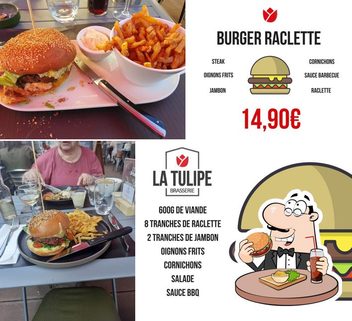 Prenez un hamburger à Brasserie La Tulipe