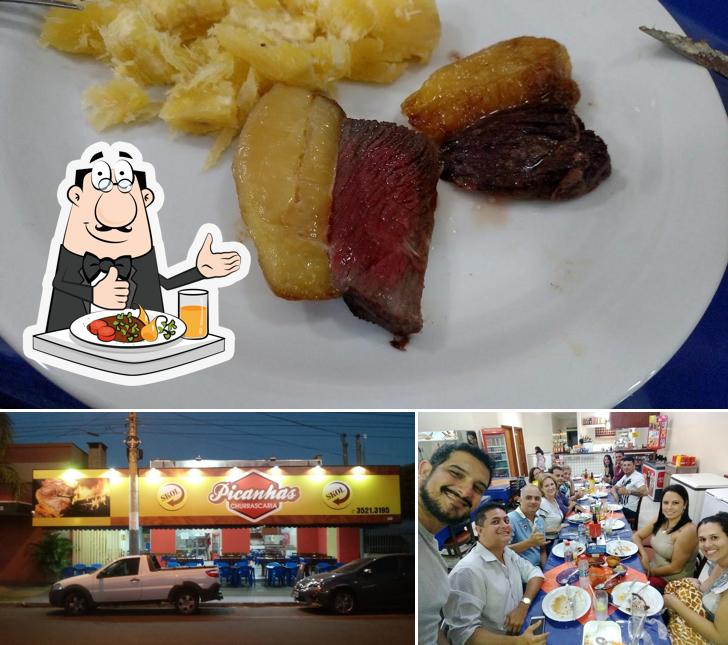 Esta é a foto mostrando comida e mesa de jantar a Picanha s churrascaria