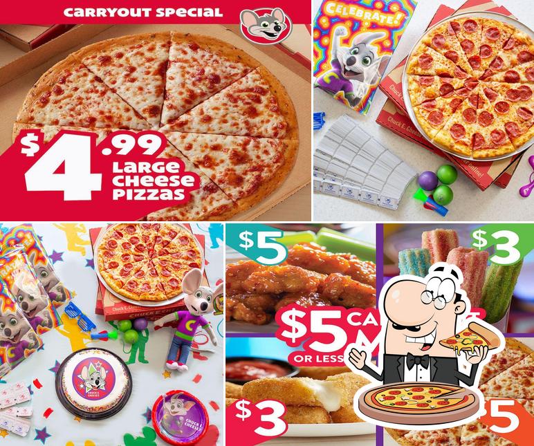 Order pizza at Chuck E. Cheese