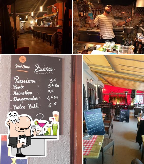 Estas son las fotografías donde puedes ver barra de bar y pizarra en La Voute côté Bar