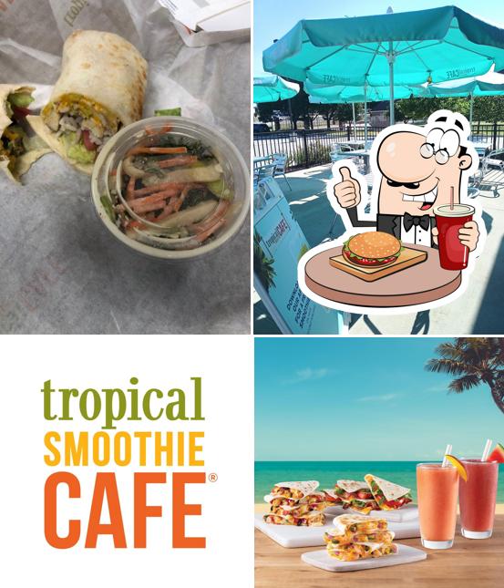 Get a burger at Tropical Smoothie Cafe