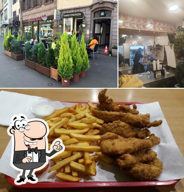 Voici la photo représentant la intérieur et nourriture sur saiko chicken