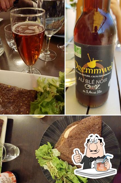 Check out the photo showing drink and food at La Gourmandise